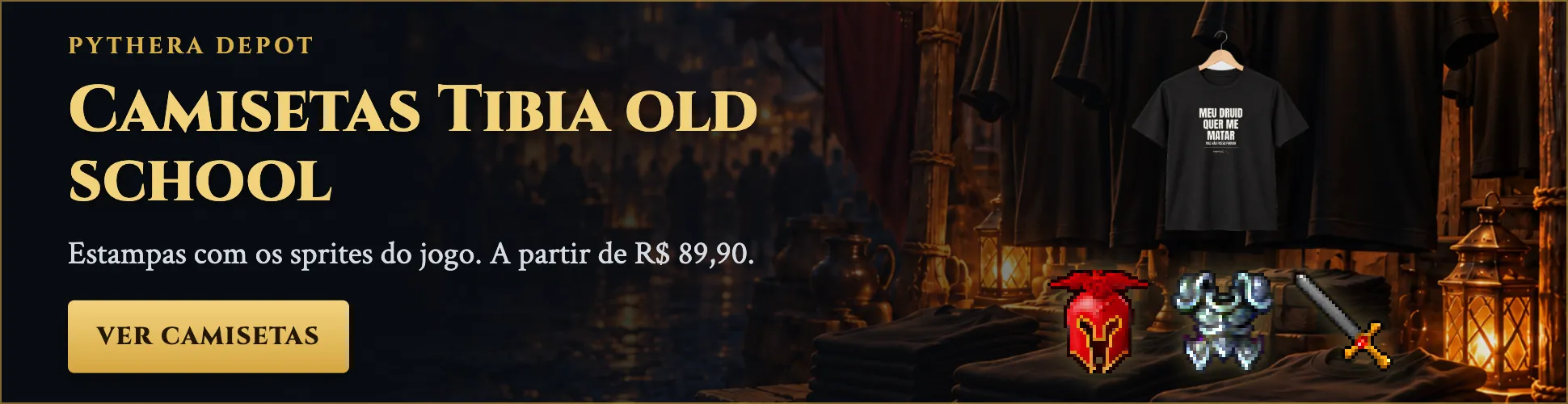 Camisetas Tibia old school da BRASILOT Depot, a partir de R$ 89,90